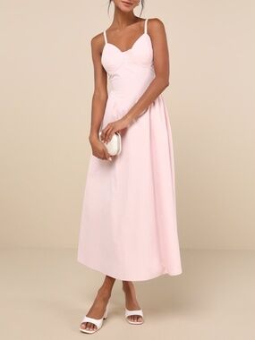 NWT Lulus Veris Blush Pink Bustier Midi Dress - Size S